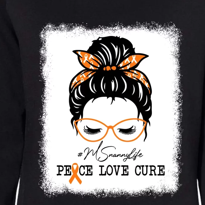 Peace Love Cure Nanny Messy Bun Multiple Sclerosis Gift Womens California Wash Sweatshirt