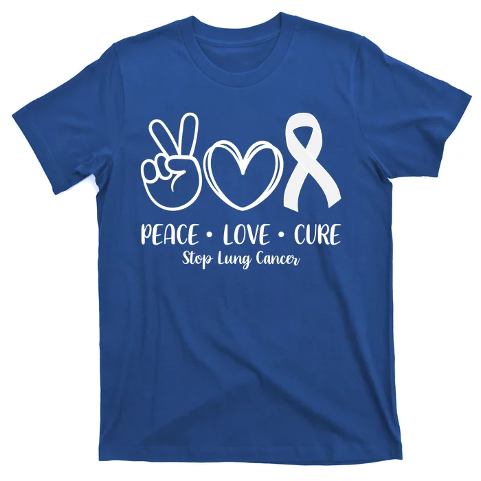 Peace Love Cure Long Cancer Awareness T-Shirt