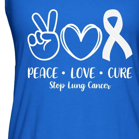 Peace Love Cure Long Cancer Awareness Ladies Essential Flowy Tank