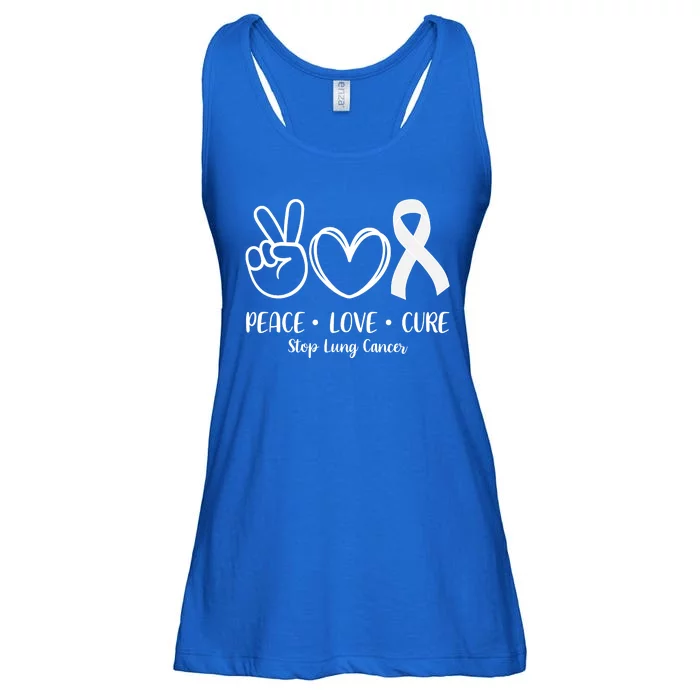 Peace Love Cure Long Cancer Awareness Ladies Essential Flowy Tank