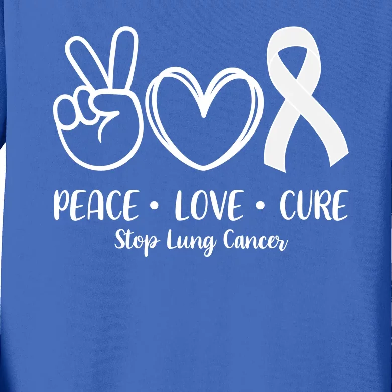 Peace Love Cure Long Cancer Awareness Kids Long Sleeve Shirt