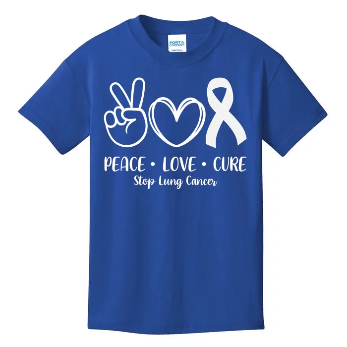 Peace Love Cure Long Cancer Awareness Kids T-Shirt