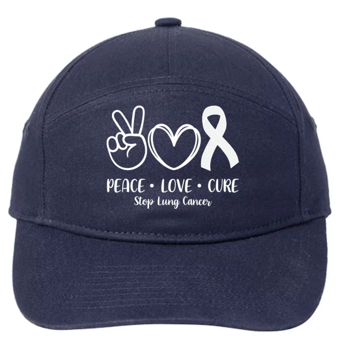 Peace Love Cure Long Cancer Awareness 7-Panel Snapback Hat