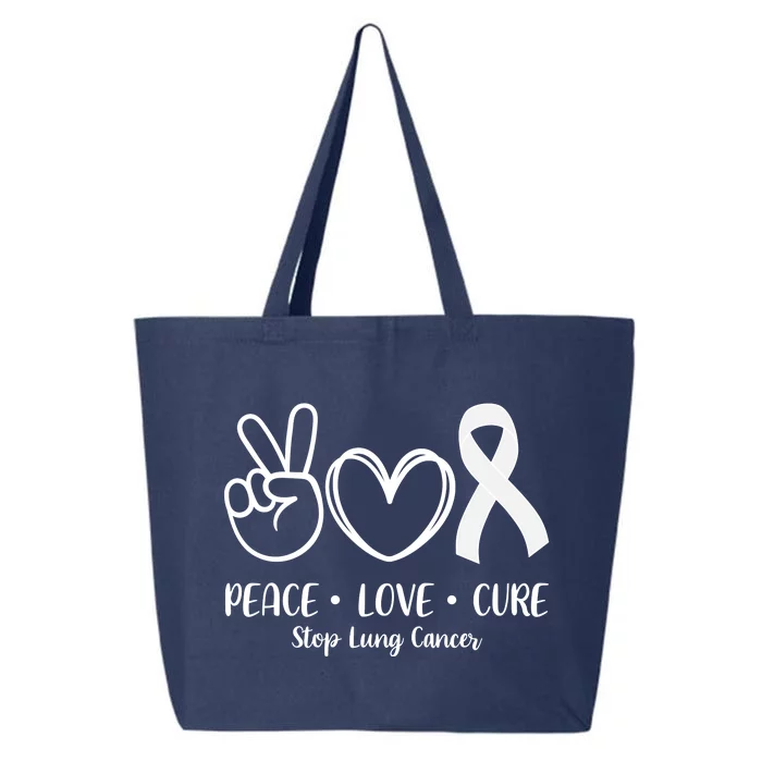 Peace Love Cure Long Cancer Awareness 25L Jumbo Tote