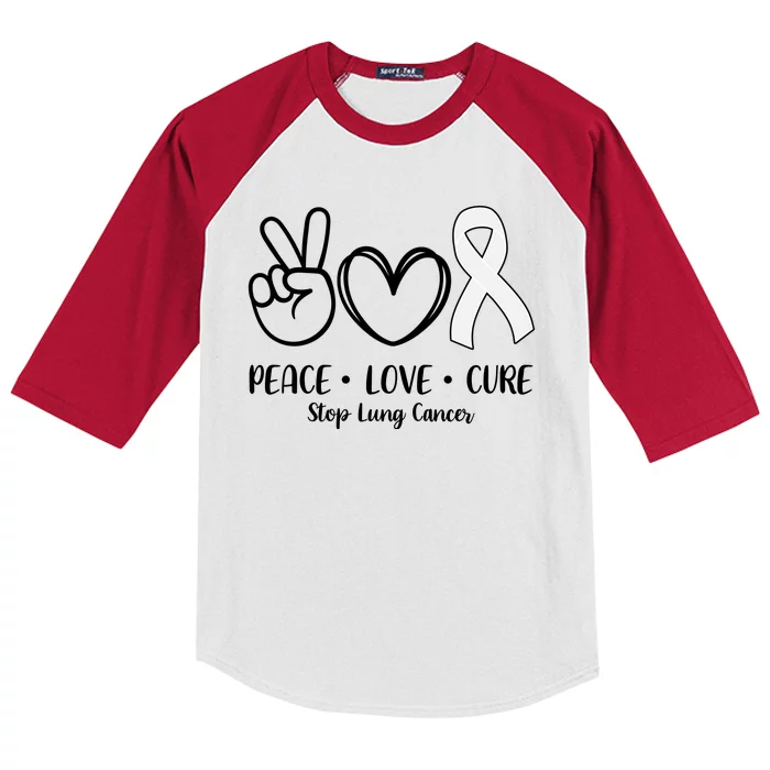 Peace Love Cure Long Cancer Awareness Kids Colorblock Raglan Jersey