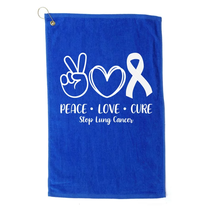 Peace Love Cure Long Cancer Awareness Platinum Collection Golf Towel