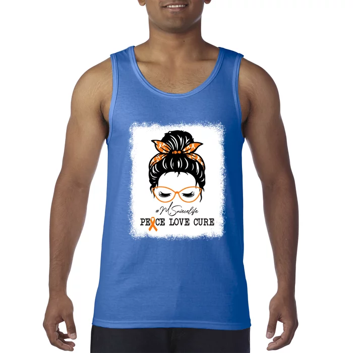 Peace Love Cure Niece Messy Bun Multiple Sclerosis Gift Tank Top