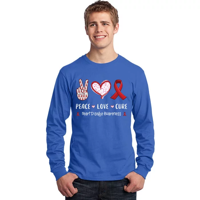 Peace Love Cure Heart Disease Awareness Chd Gift Tall Long Sleeve T-Shirt