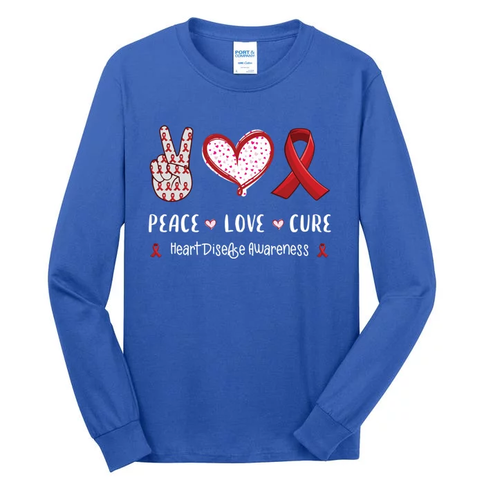 Peace Love Cure Heart Disease Awareness Chd Gift Tall Long Sleeve T-Shirt