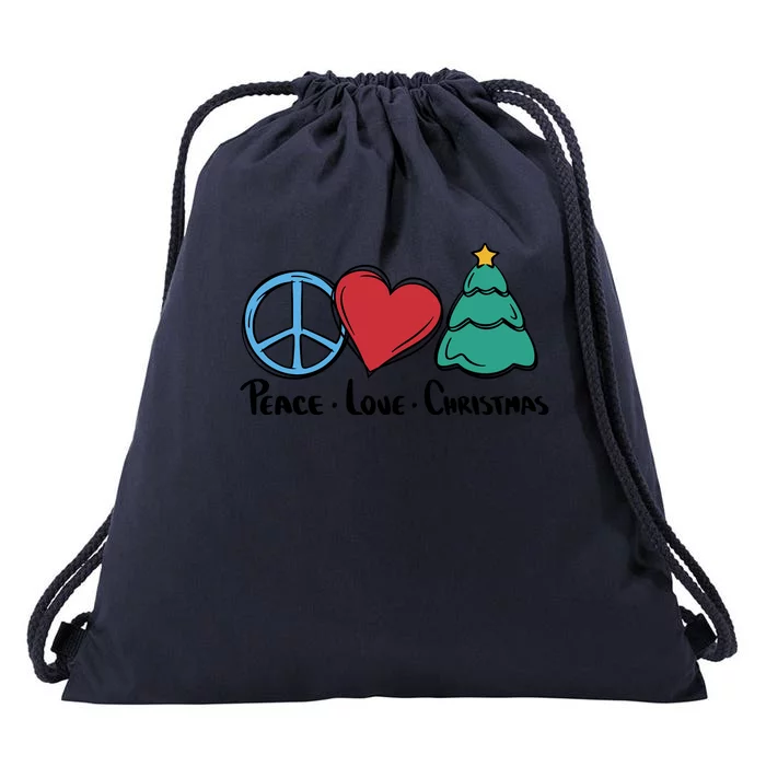 Peace Love Christmas Drawstring Bag