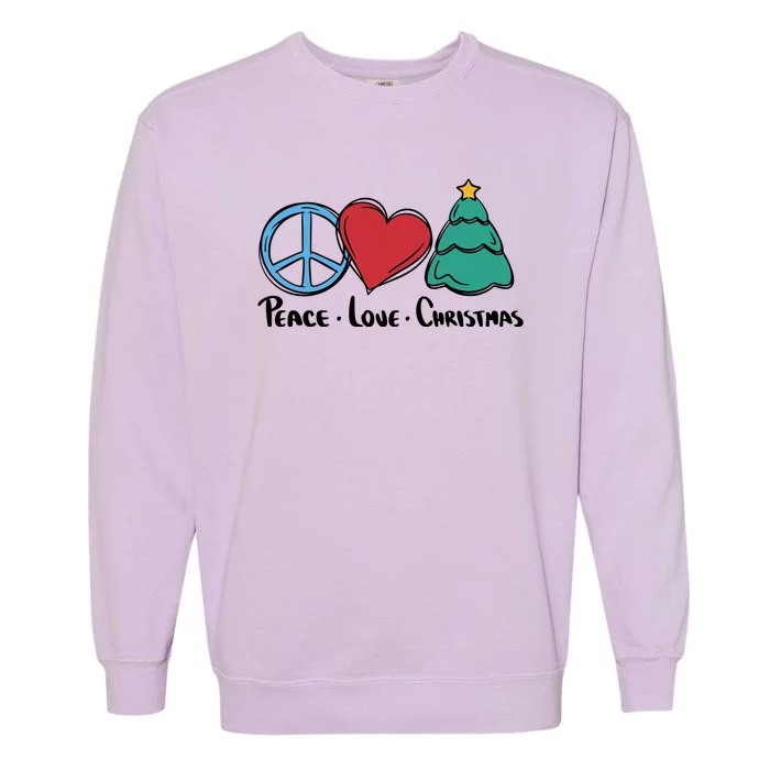 Peace Love Christmas Garment-Dyed Sweatshirt