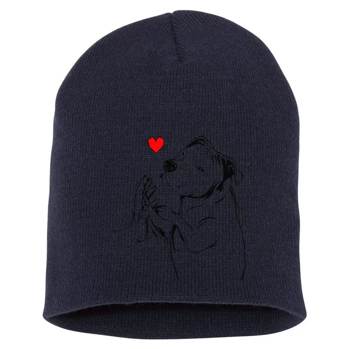 Pitbull Love Cute Pittie Dog Mom Funny Short Acrylic Beanie