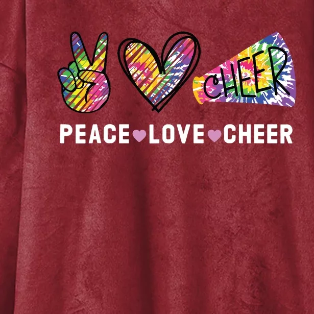 Peace Love Cheer Tie Dye Cheerleading For Cheerleader Cute Hooded Wearable Blanket