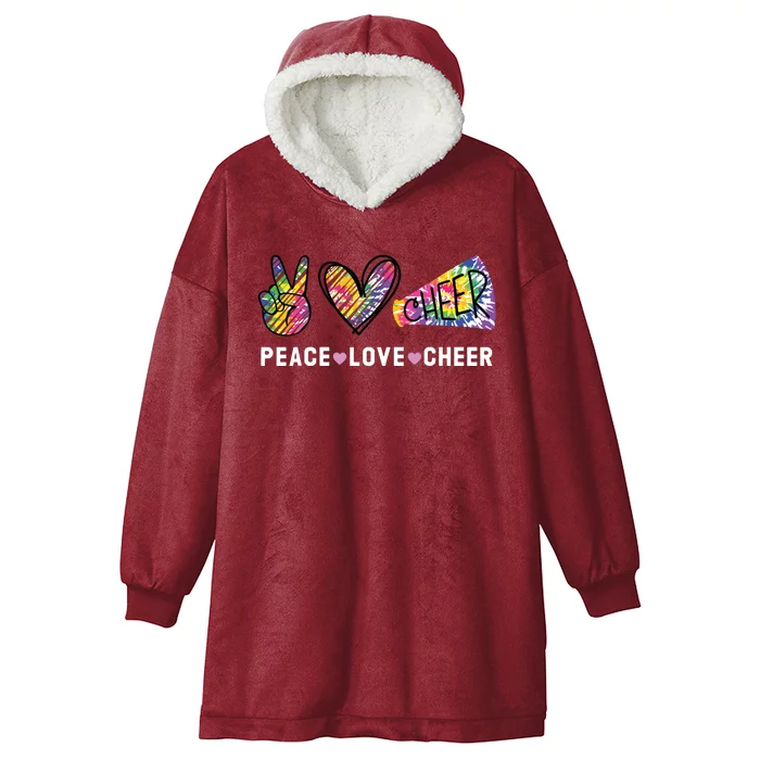 Peace Love Cheer Tie Dye Cheerleading For Cheerleader Cute Hooded Wearable Blanket