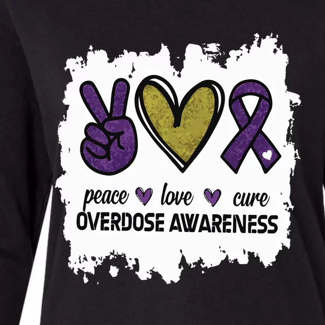 Peace Love Cure Overdose Awareness Womens Cotton Relaxed Long Sleeve T-Shirt