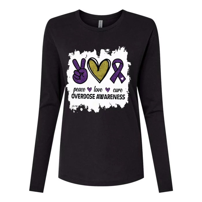 Peace Love Cure Overdose Awareness Womens Cotton Relaxed Long Sleeve T-Shirt