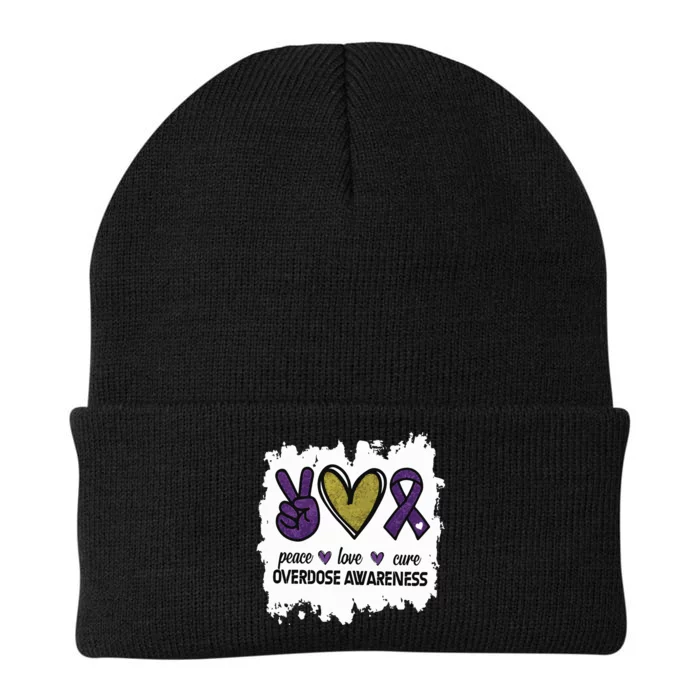 Peace Love Cure Overdose Awareness Knit Cap Winter Beanie