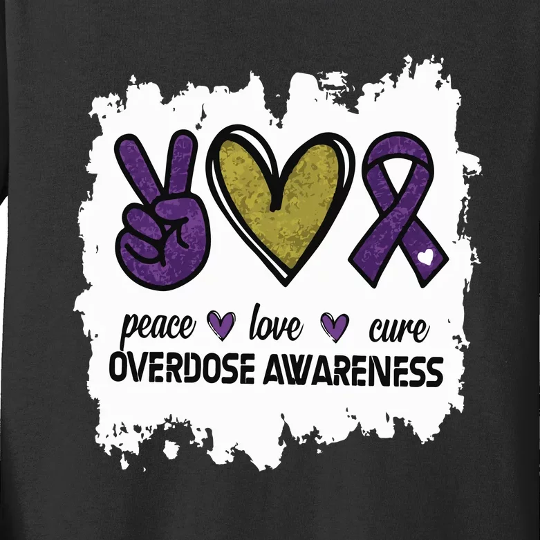 Peace Love Cure Overdose Awareness Kids Long Sleeve Shirt