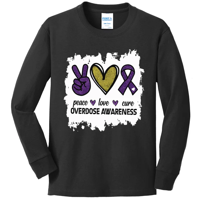 Peace Love Cure Overdose Awareness Kids Long Sleeve Shirt