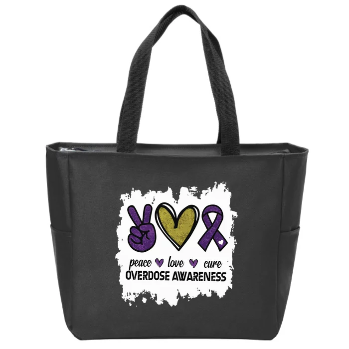 Peace Love Cure Overdose Awareness Zip Tote Bag