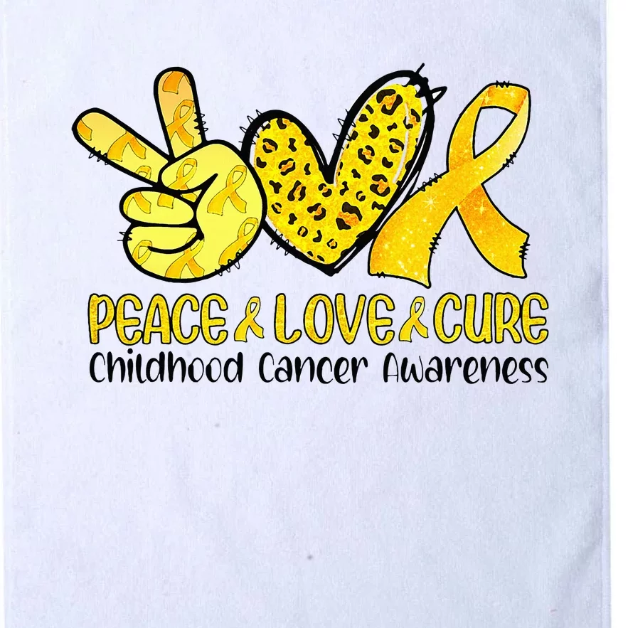 Peace Love Cure Golden Ribbon Childhood Cancer Awareness Platinum Collection Golf Towel