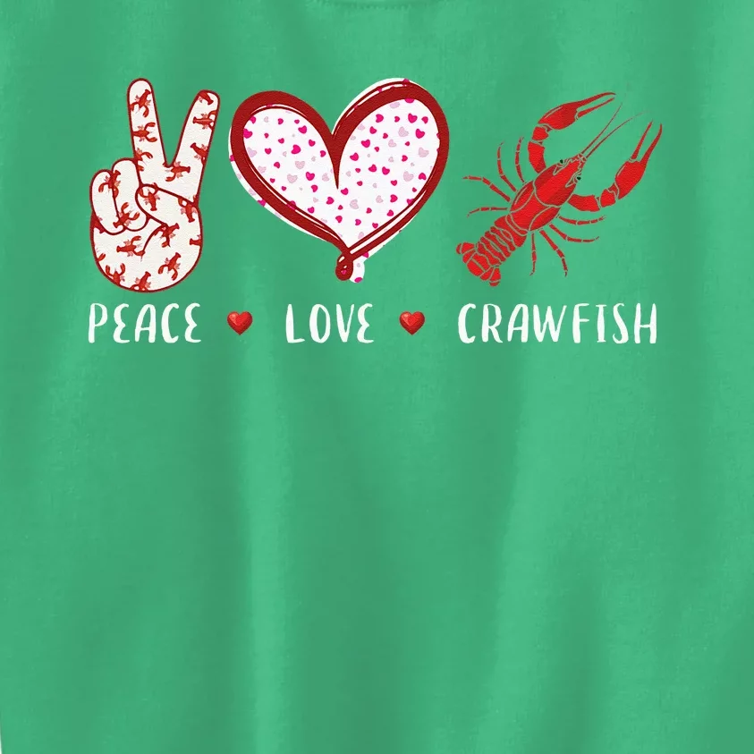 Peace Love Crawfish Boil Gift Kids Sweatshirt