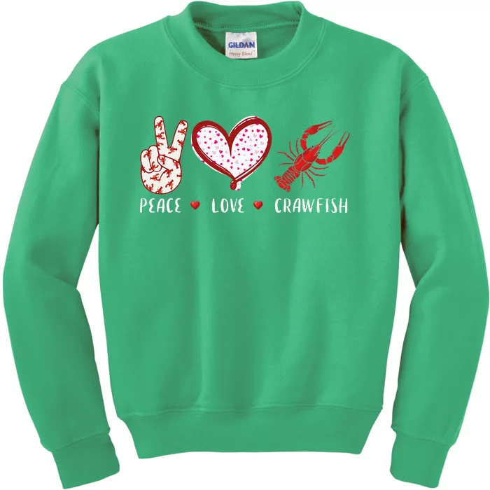 Peace Love Crawfish Boil Gift Kids Sweatshirt