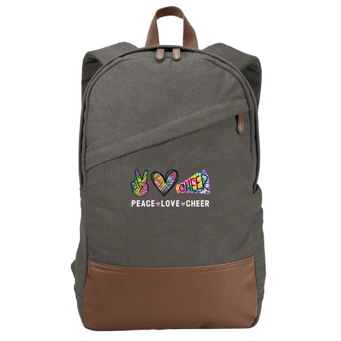 Peace Love Cheer Tie Dye Cheerleading For Cheerleader Cute Cotton Canvas Backpack