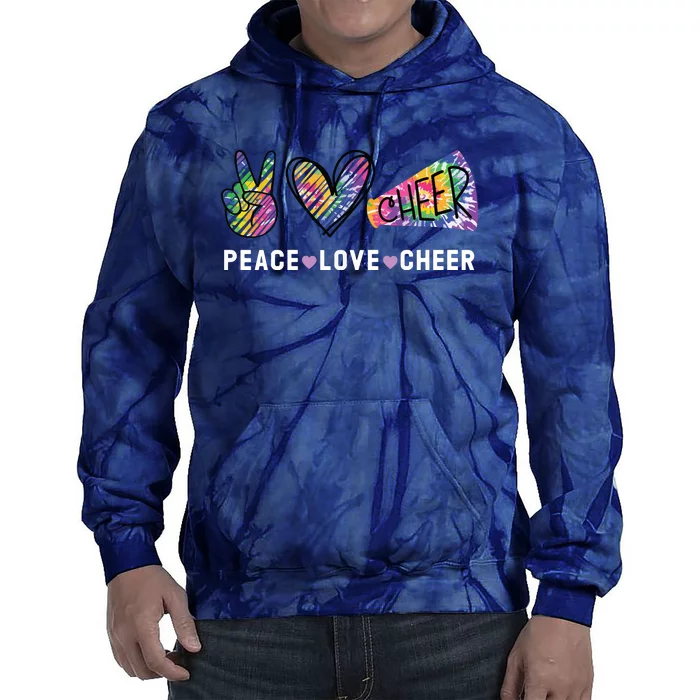 Peace Love Cheer Tie Dye Cheerleading For Cheerleader Cute Tie Dye Hoodie