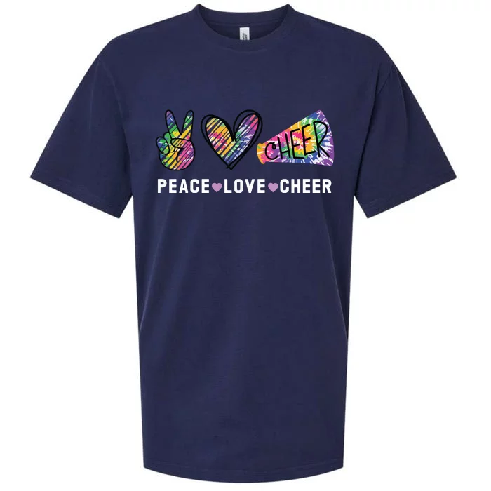 Peace Love Cheer Tie Dye Cheerleading For Cheerleader Cute Sueded Cloud Jersey T-Shirt