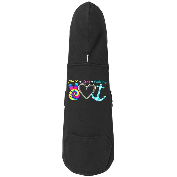 Peace Love Cruising Ship Hippie Floating Ocean Beach Lover Doggie 3-End Fleece Hoodie