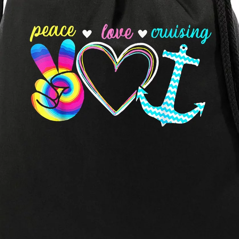 Peace Love Cruising Ship Hippie Floating Ocean Beach Lover Drawstring Bag