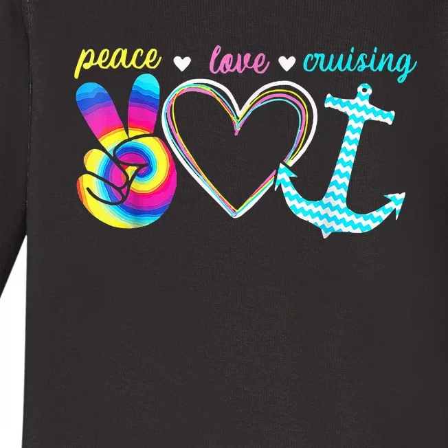 Peace Love Cruising Ship Hippie Floating Ocean Beach Lover Baby Long Sleeve Bodysuit