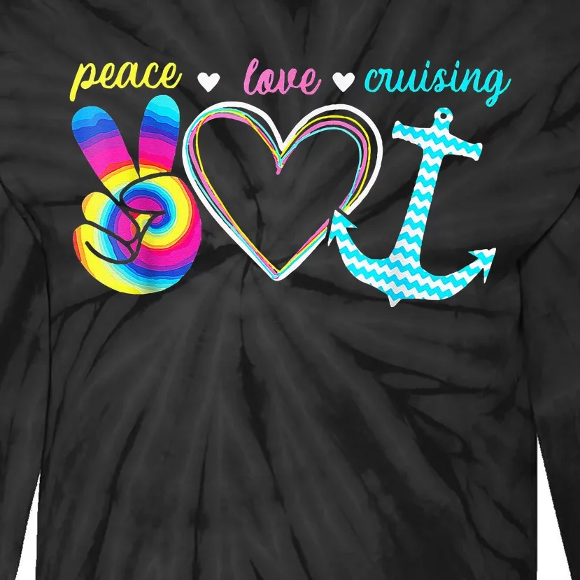 Peace Love Cruising Ship Hippie Floating Ocean Beach Lover Tie-Dye Long Sleeve Shirt