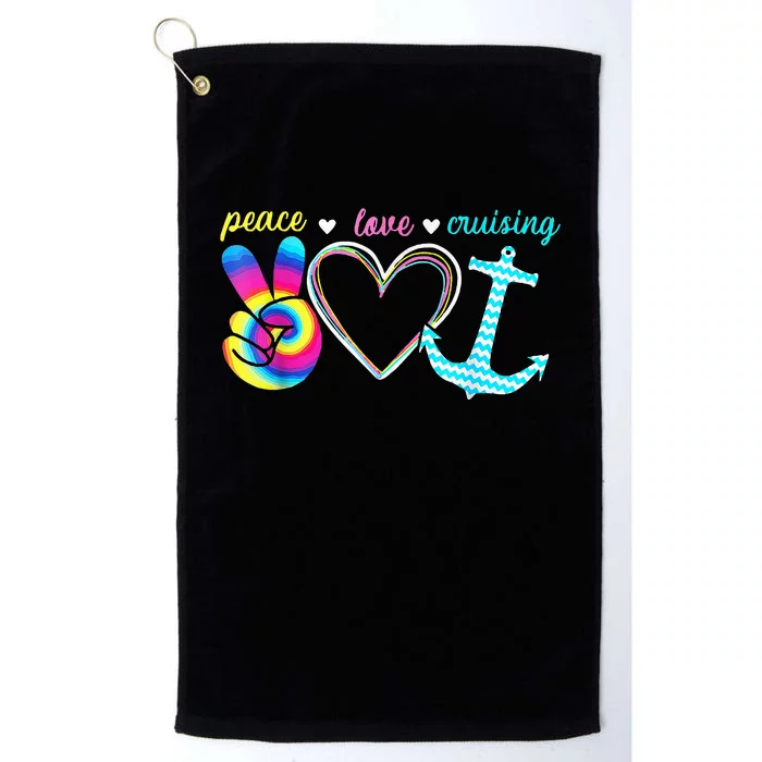 Peace Love Cruising Ship Hippie Floating Ocean Beach Lover Platinum Collection Golf Towel