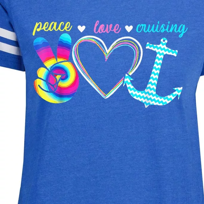 Peace Love Cruising Ship Hippie Floating Ocean Beach Lover Enza Ladies Jersey Football T-Shirt