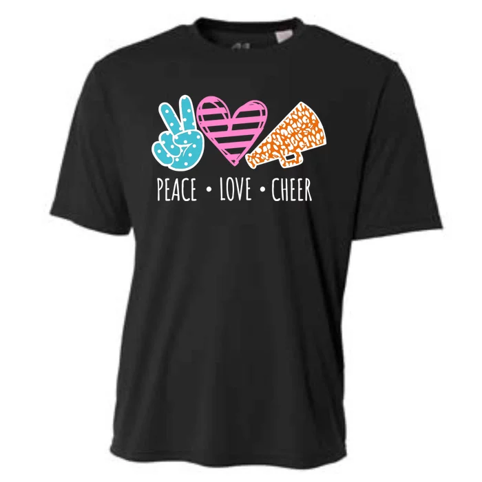 Peace Love Cheer Cheerleader Teen Girls Funny Cheerleading Gift Cooling Performance Crew T-Shirt