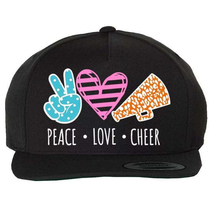 Peace Love Cheer Cheerleader Teen Girls Funny Cheerleading Gift Wool Snapback Cap