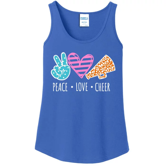 Peace Love Cheer Cheerleader Teen Girls Funny Cheerleading Gift Ladies Essential Tank