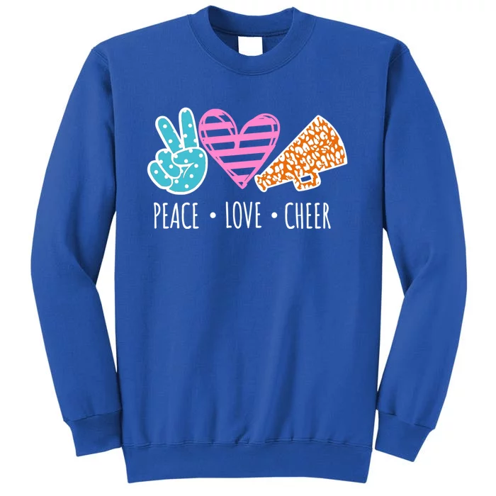 Peace Love Cheer Cheerleader Teen Girls Funny Cheerleading Gift Tall Sweatshirt