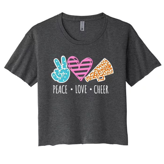 Peace Love Cheer Cheerleader Teen Girls Funny Cheerleading Gift Women's Crop Top Tee