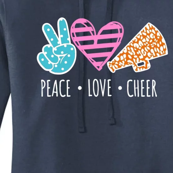 Peace Love Cheer Cheerleader Teen Girls Funny Cheerleading Gift Women's Pullover Hoodie