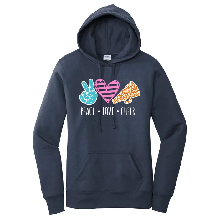 Peace Love Cheer Cheerleader Teen Girls Funny Cheerleading Gift Women's Pullover Hoodie