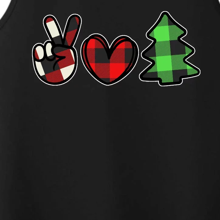 Peace Love Christmas Plaid Holiday Performance Tank