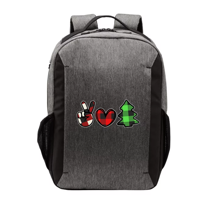 Peace Love Christmas Plaid Holiday Vector Backpack