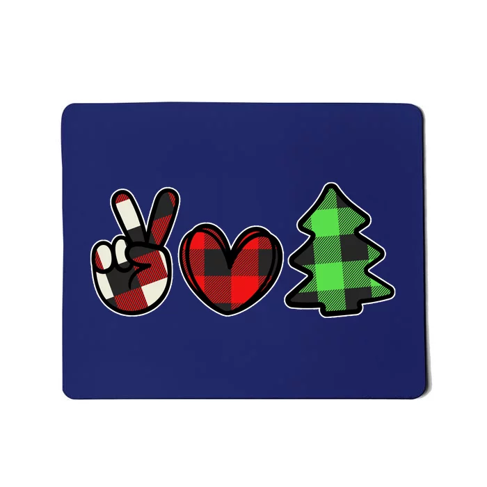 Peace Love Christmas Plaid Holiday Mousepad