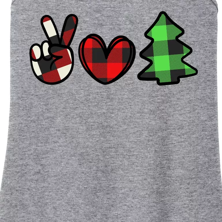 Peace Love Christmas Plaid Holiday Ladies Essential Tank