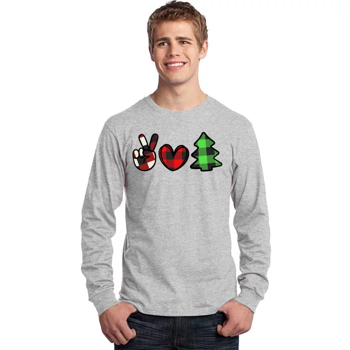 Peace Love Christmas Plaid Holiday Tall Long Sleeve T-Shirt