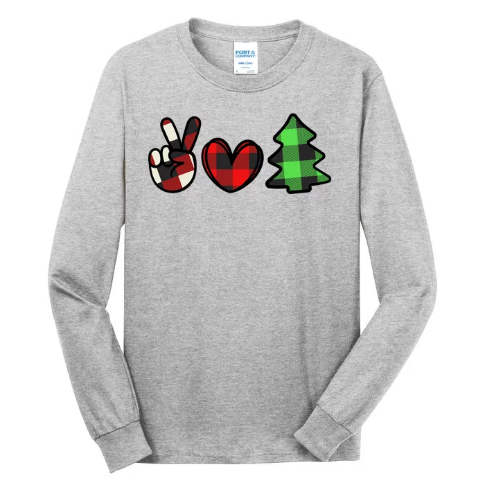 Peace Love Christmas Plaid Holiday Tall Long Sleeve T-Shirt