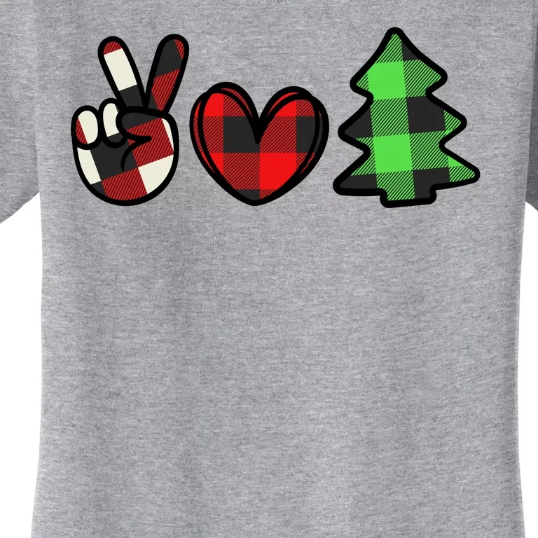 Peace Love Christmas Plaid Holiday Women's T-Shirt